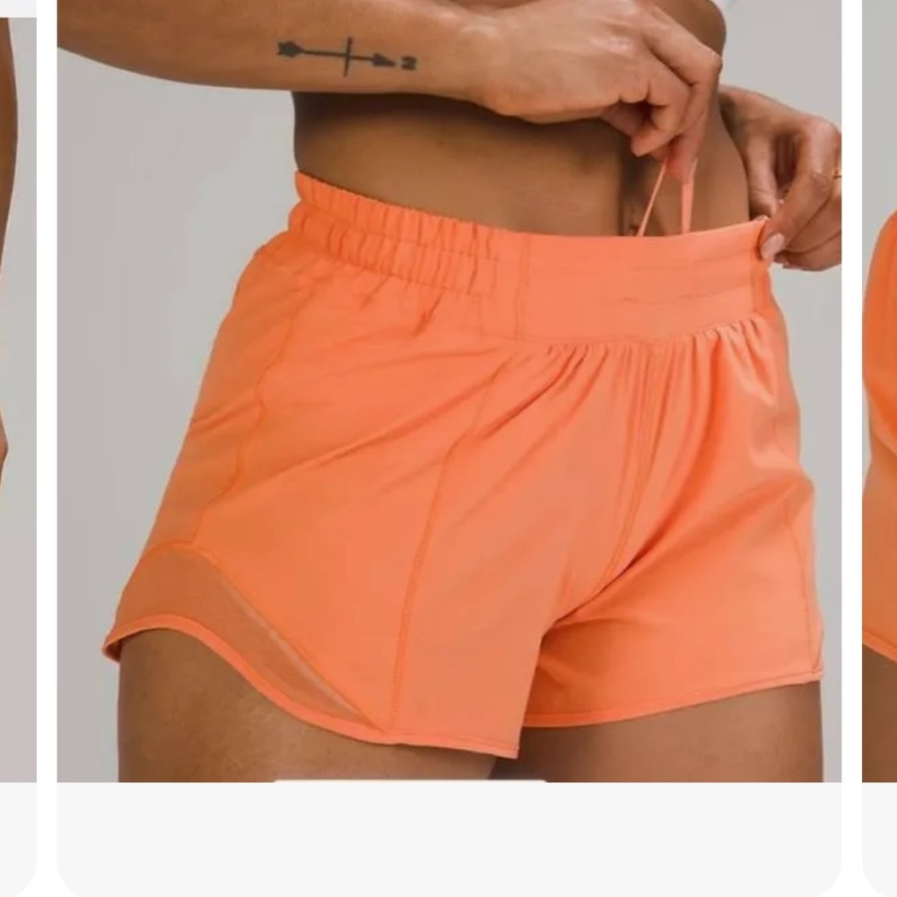 Lululemon hotty hot low-rise golden apricot 4" shorts
